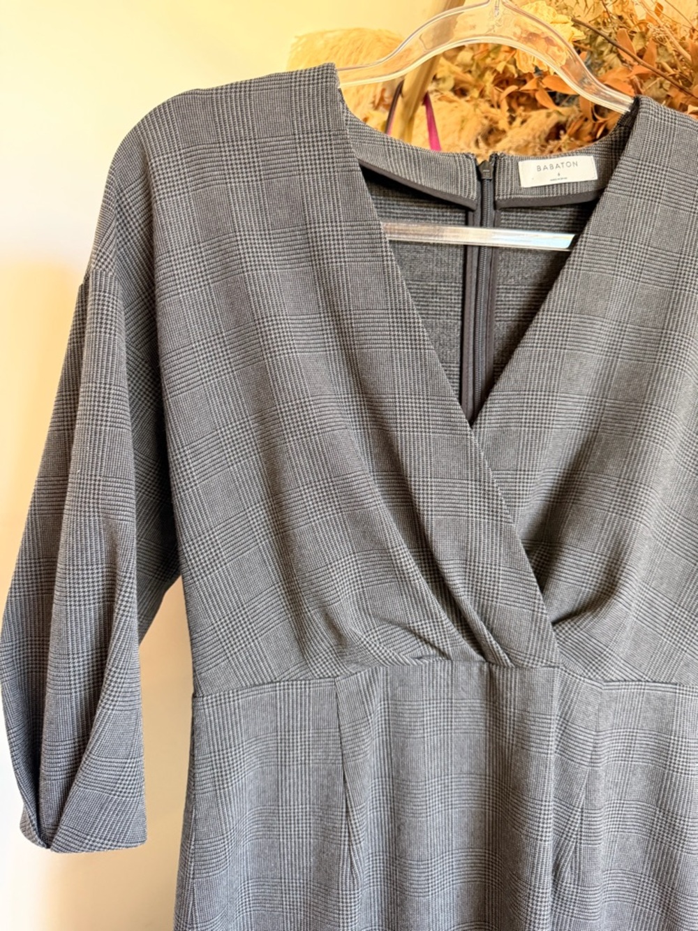 Babaton Charcoal Grey V-Neck Wrap Midi Dress - Picture 4 of 5